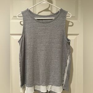 Grey Sleeveless Blouse w/white underlay